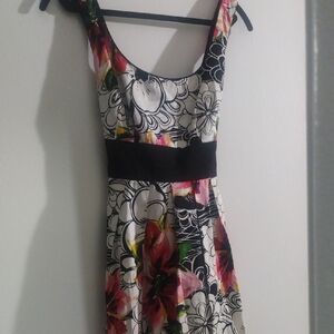 Floral Sleeveless Dress - Black, Pink, White